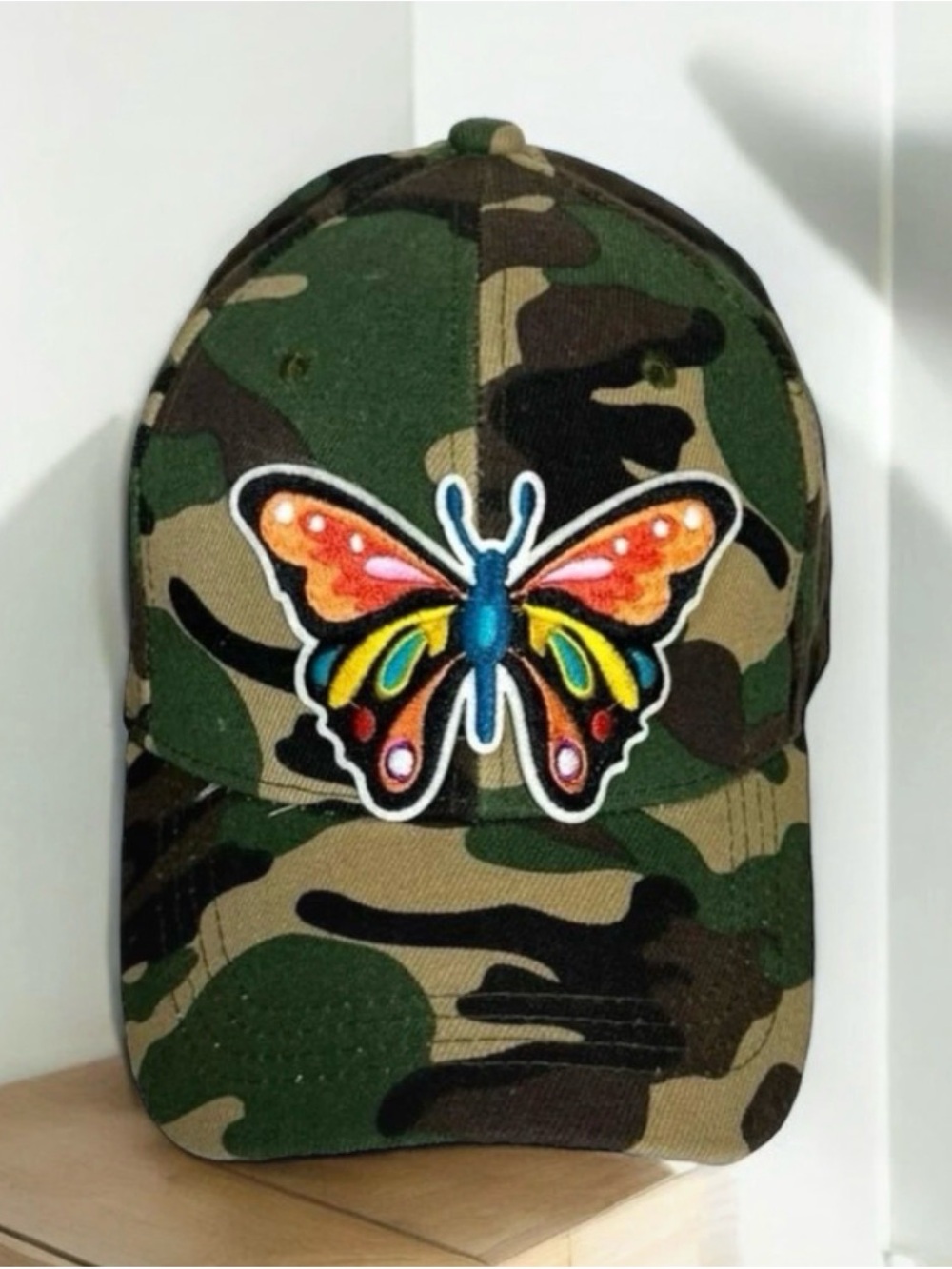 Custom one-of-a-kind camouflage butterfly baseball cap – adjustable unisex hat